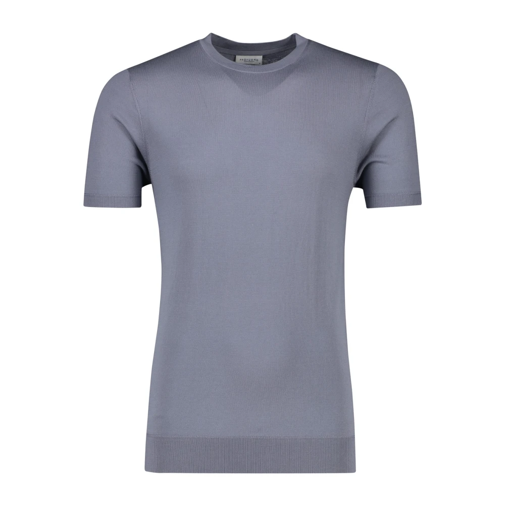 Profuomo Blauw T-shirt met zijdeblend Blue Heren