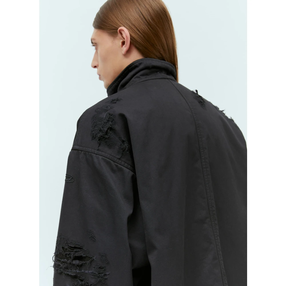 Diesel Verweerde Katoenen Twill Jas Black Heren
