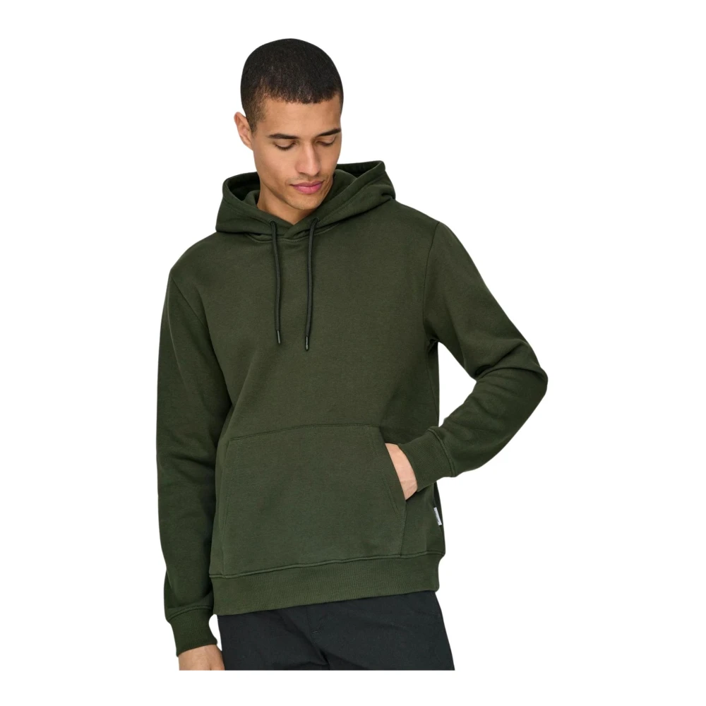 Only & Sons Casual Hoodie Sweatshirt Green Heren