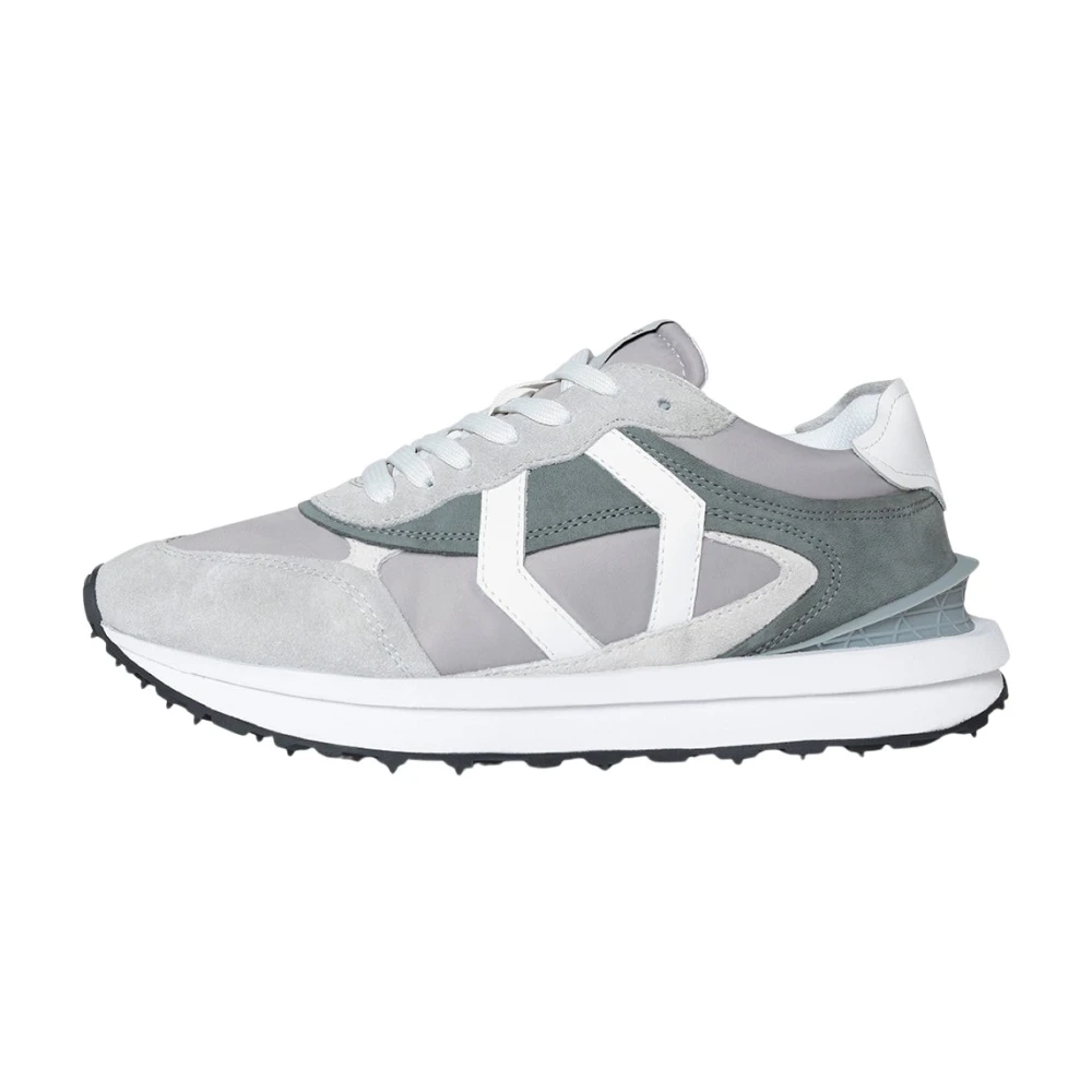 Mikakus Barcelona Grijze Nylon Sneakers met Nubuck Details unisex Schoenen Grijs