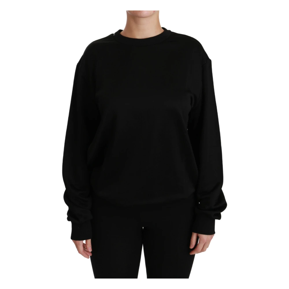 Dolce & Gabbana Women's Black Cotton Crewneck Pullover Sweater