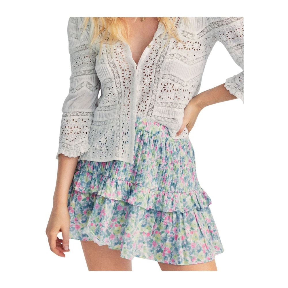 Loveshackfancy Bloemen Mini Rok Ignacia Blue Dames
