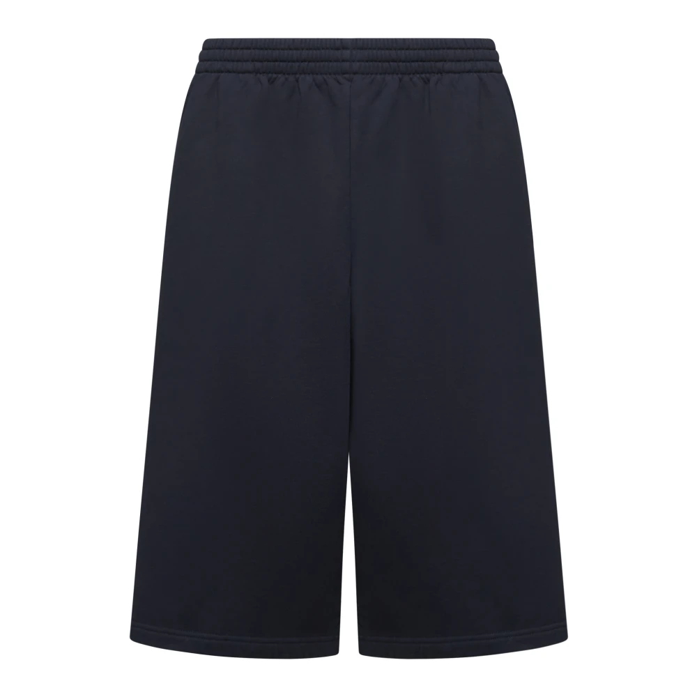 Balenciaga Zwarte Katoenen Shorts met Witte Logo's Black Heren