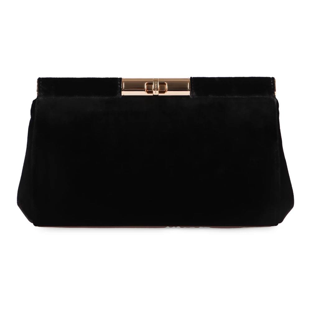 Dolce & Gabbana Fluwelen clutch met metalen sluiting Black Dames