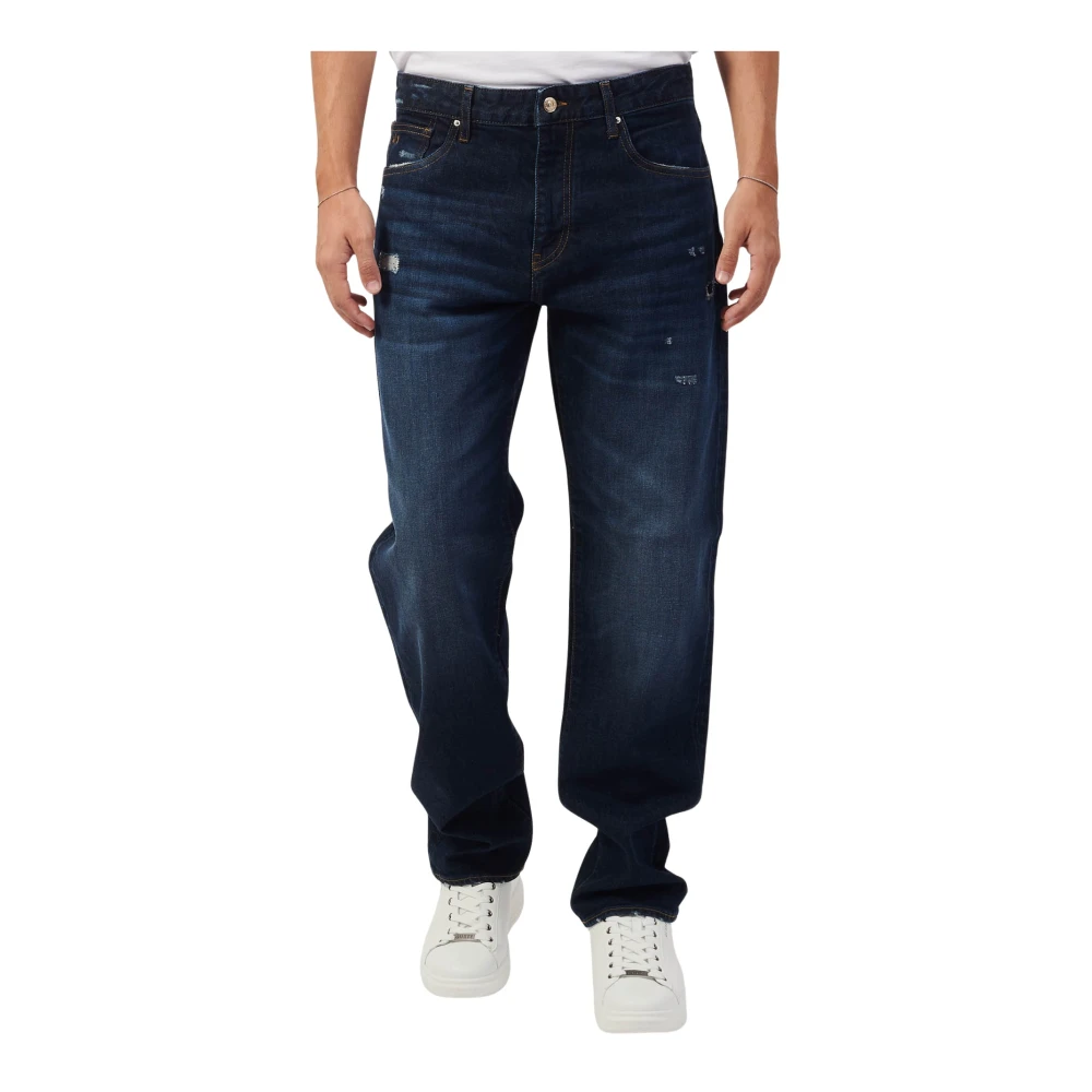 Armani Exchange Blue Denim Jeans met Donkere Wasbeurt Blue Heren