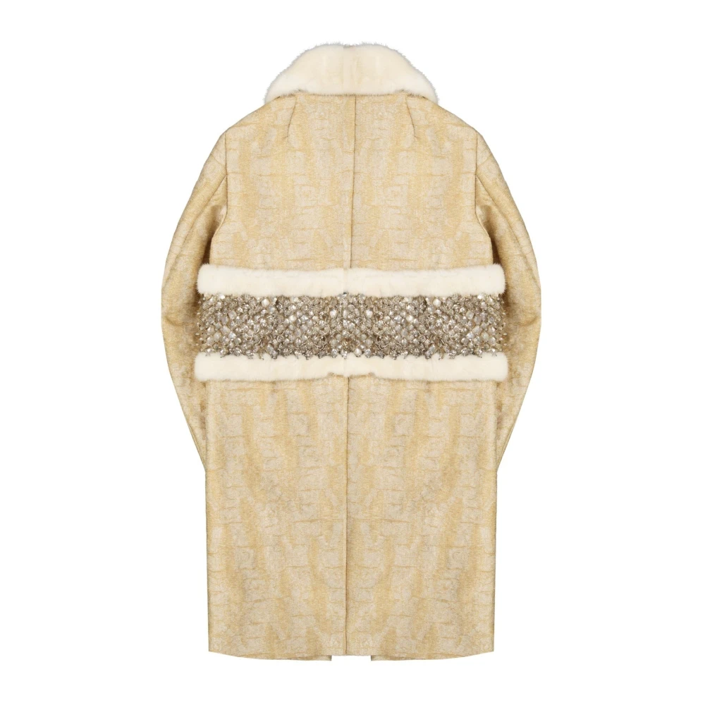 Dsquared2 Kristalversierde jas met nertsbont Beige Dames
