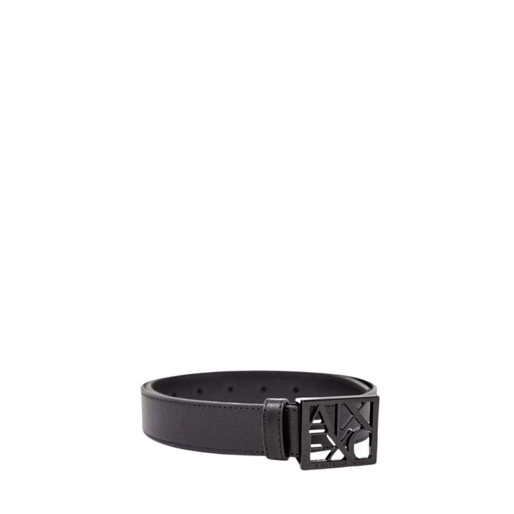 Armani Exchange Zwarte leren riem met gesp en strik Black Dames