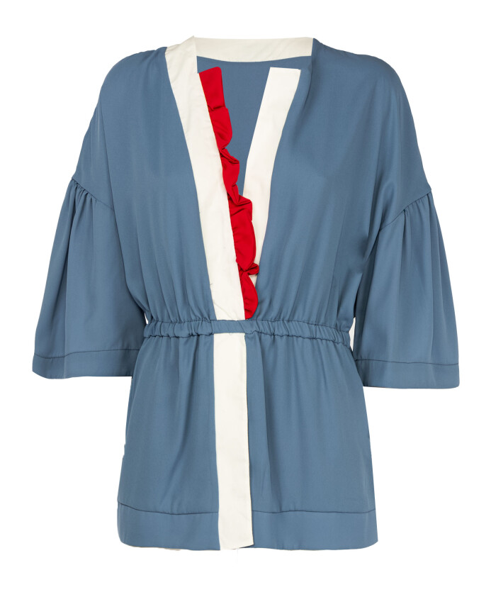 long-sleeve-v-neck-blouse-with-elastic-waist