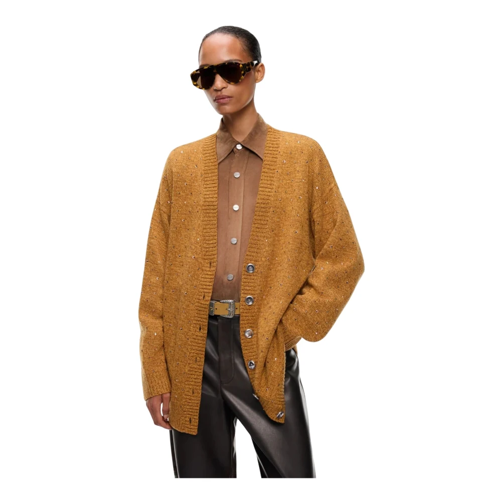 Pinko , Cardigans, Female, Orange, S, Marche Cardigan Muline Full St
