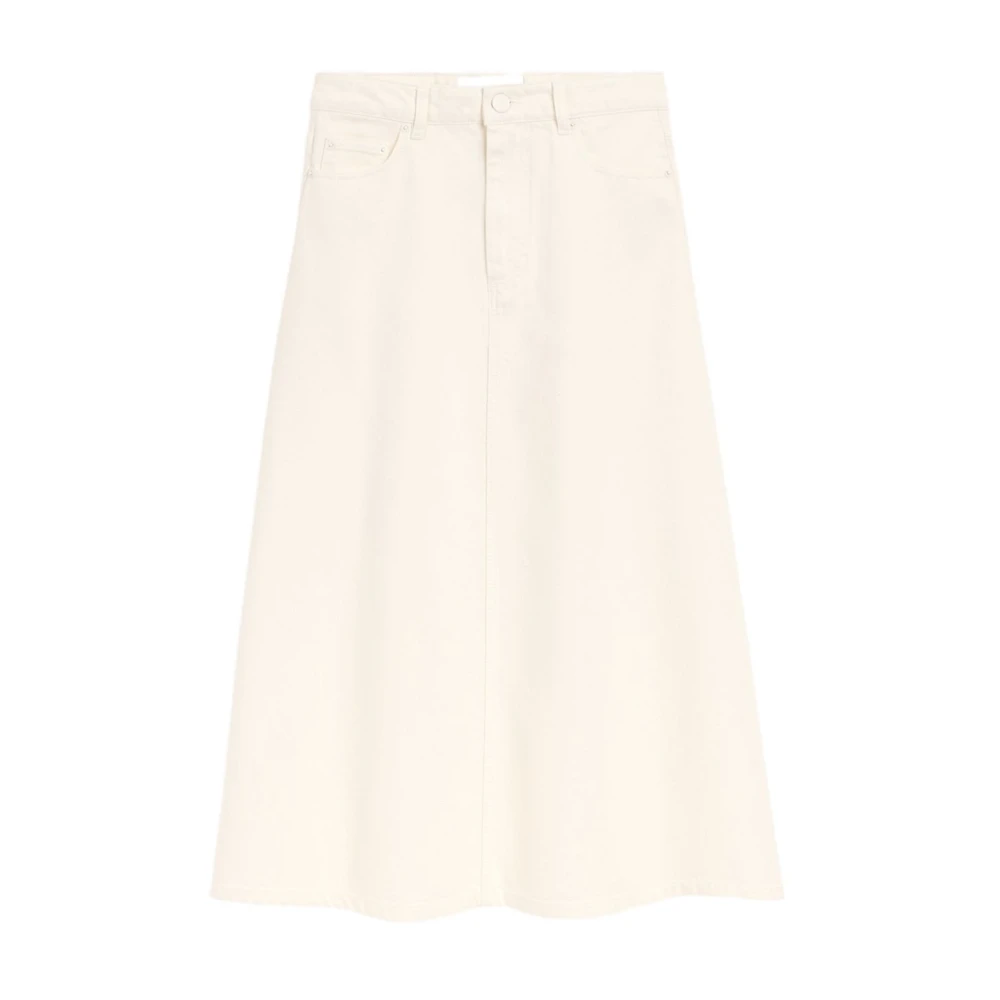 Ami Paris Women's Beige Denim Skirts, Xs, Long Cotton Skirt