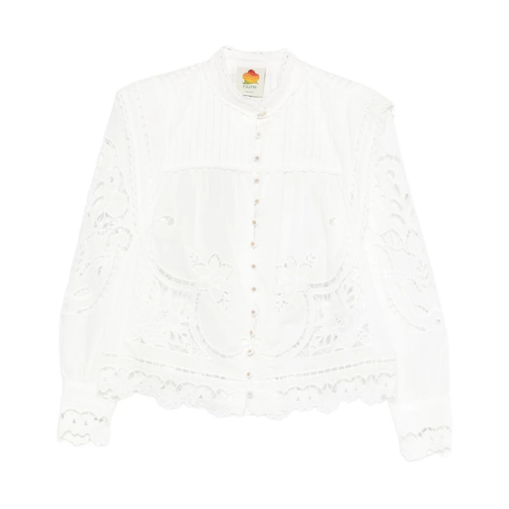 Farm Rio Women's White Blouses, L, Richilieu Blouse