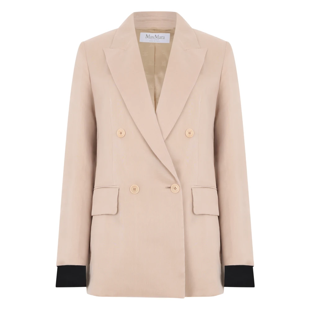 Max Mara Women's Beige Blazers, S, Double-Breasted Blazer