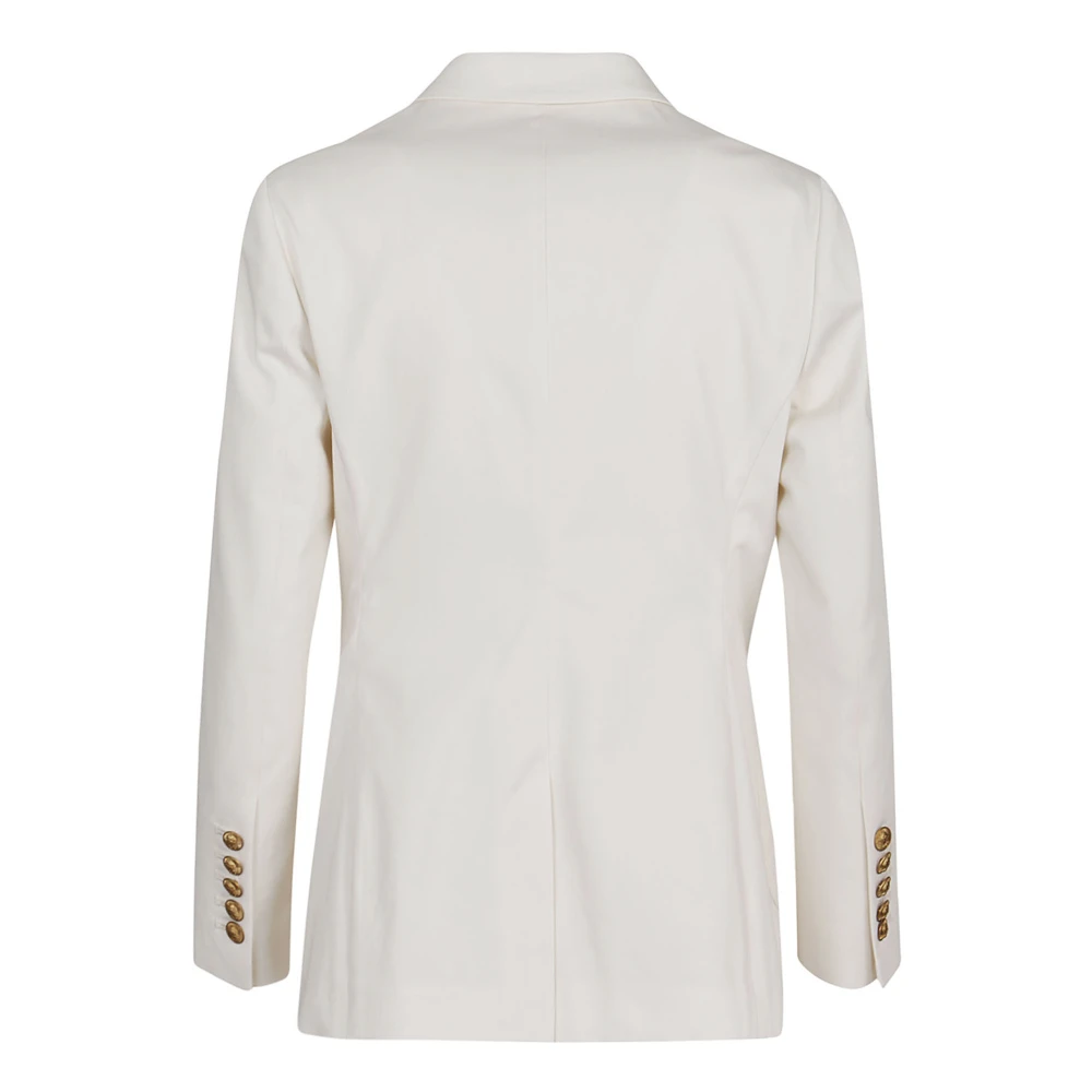 Saulina Ivoor Katoen Elastomeer Jas Made in Italy Beige Dames