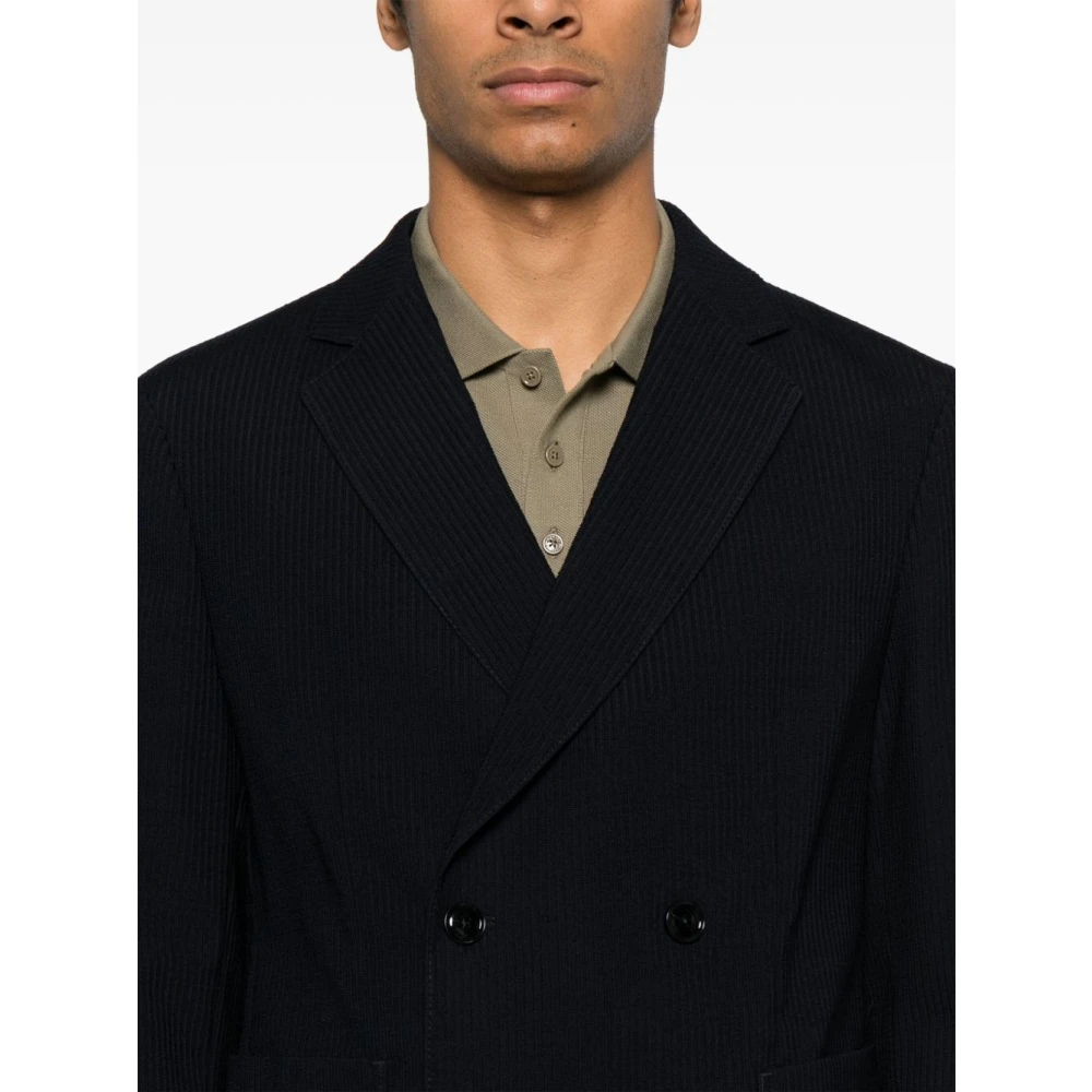 Hugo Boss Blauw dubbelrijige jas met zakken Blue Heren