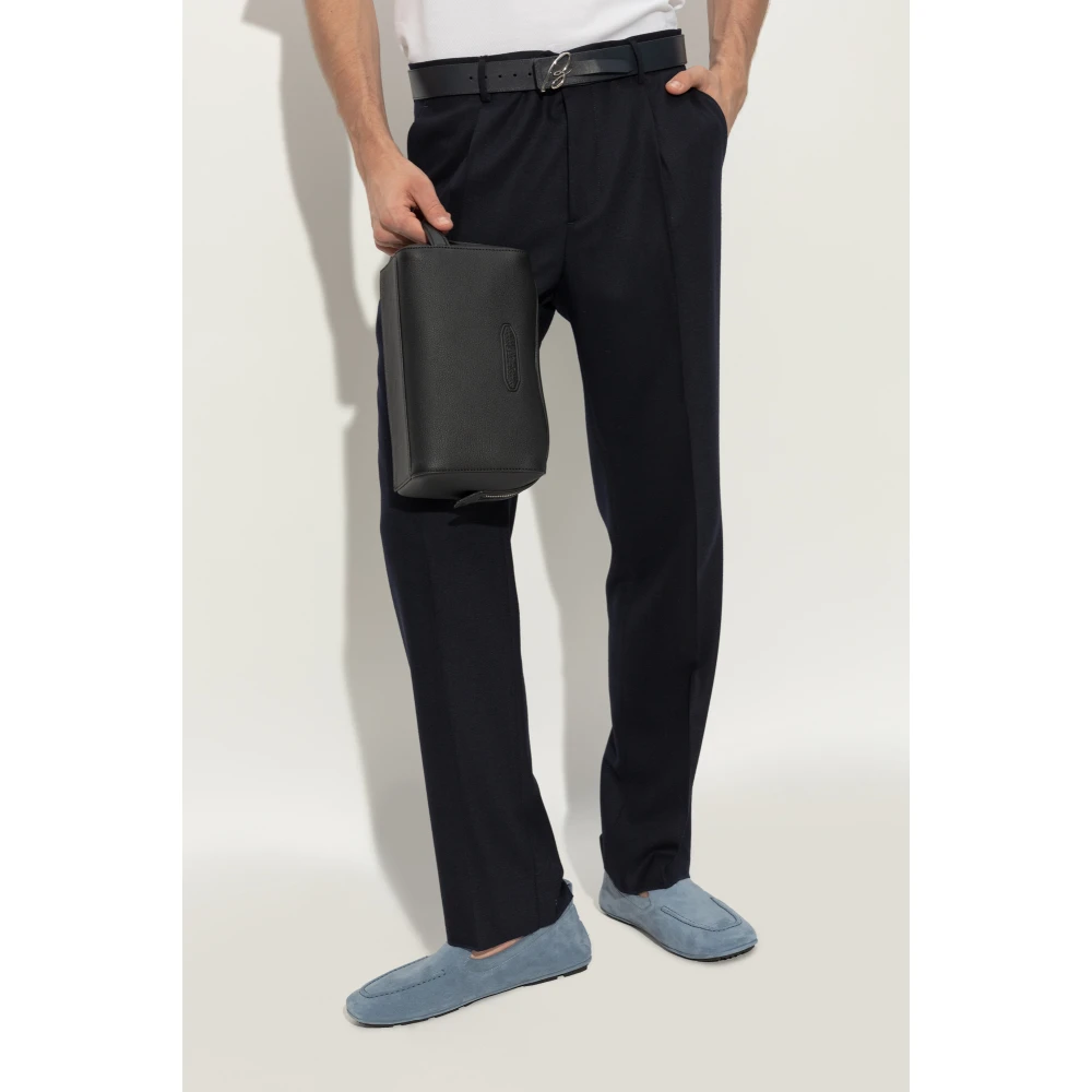 Brioni Leren toilettas Black Heren