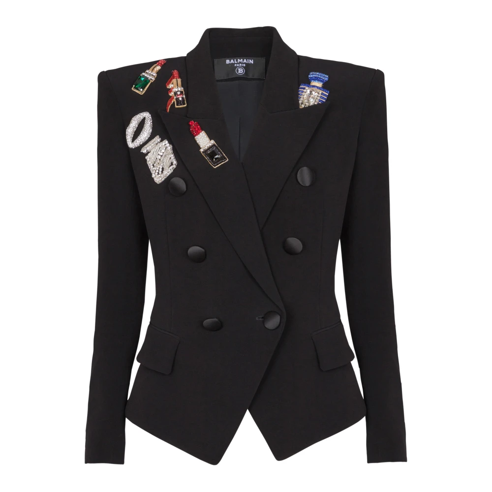 Balmain Aansluitend jasje met 6 knopen en patches Black Dames