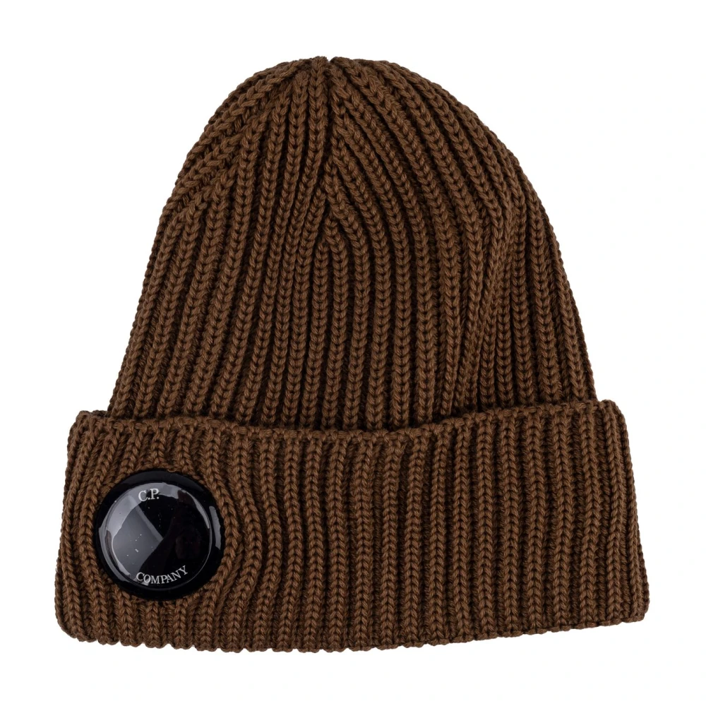 C.P. Company Wollen herenmuts met frontlensdetail Brown Heren