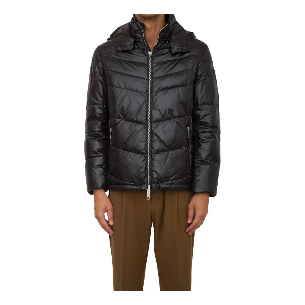 Antony Morato Zwarte jas Afneembare capuchon Black Heren