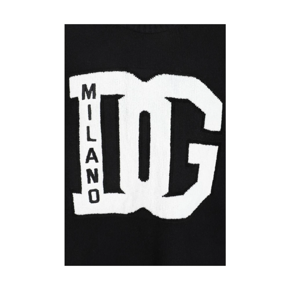 Dolce & Gabbana Geribbelde wollen trui met monogram Black Heren