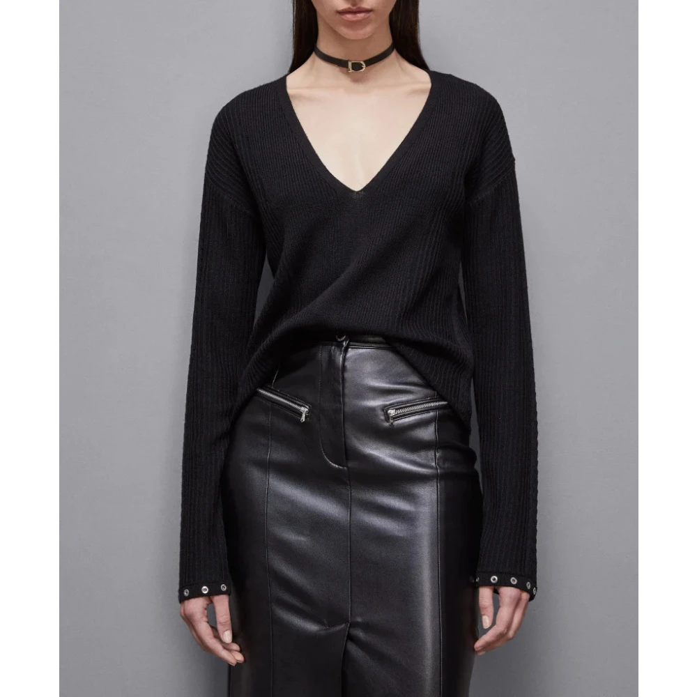 PATRIZIA PEPE Essentiële Ribgebreide Top Black Dames