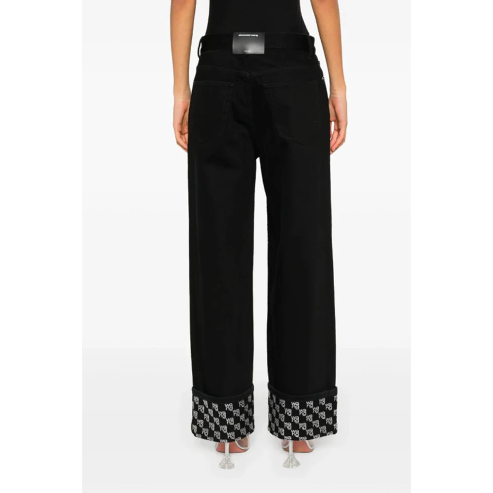 alexander wang Zwarte Denim Jeans met Logo Versiering Black Dames