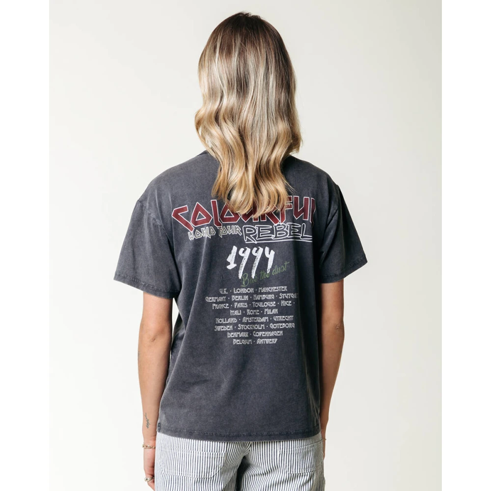 Colourful Rebel Concert Acid Wash Loosefit Tee Gray Dames