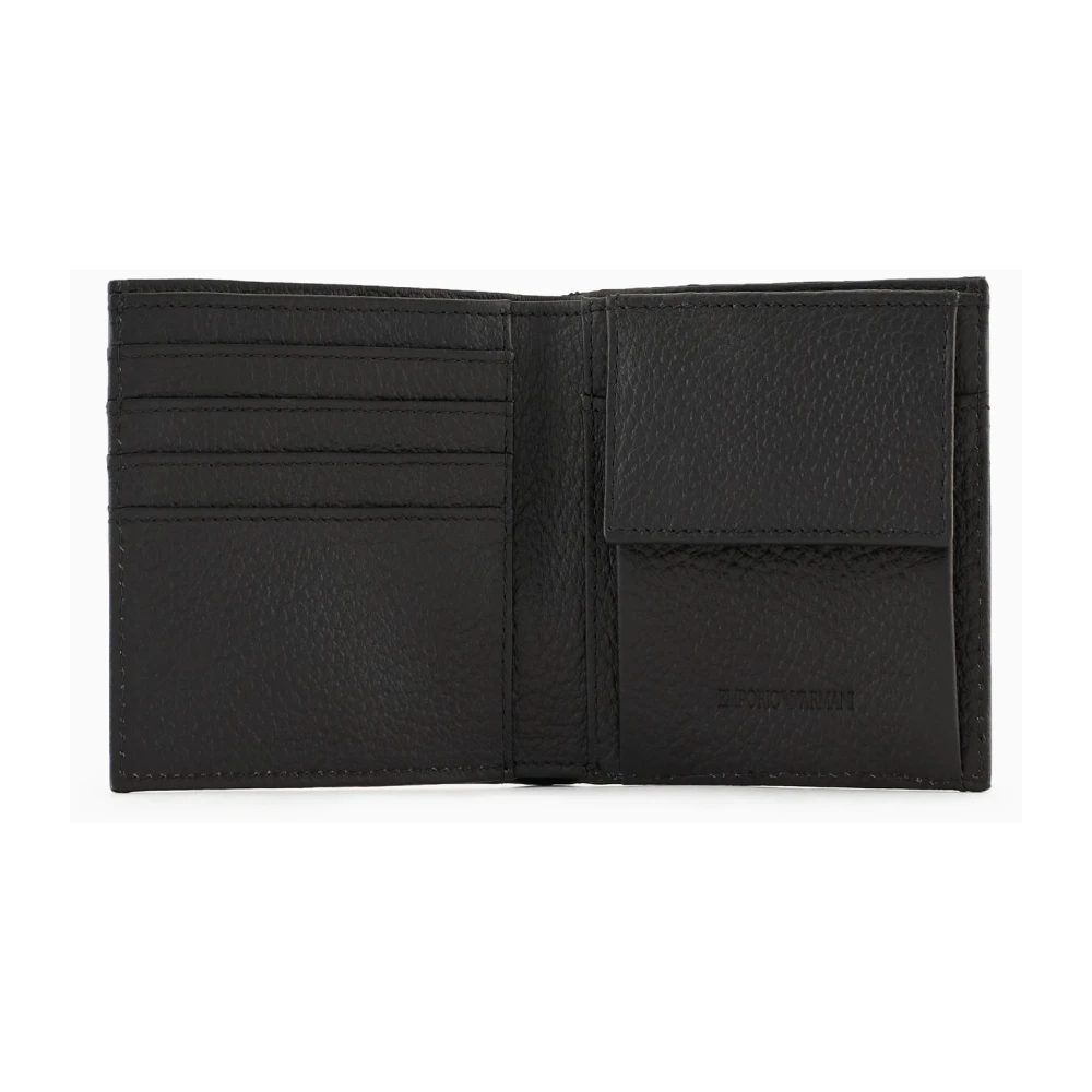 Emporio Armani Zwarte portemonnee met reliëfontwerp Black Heren