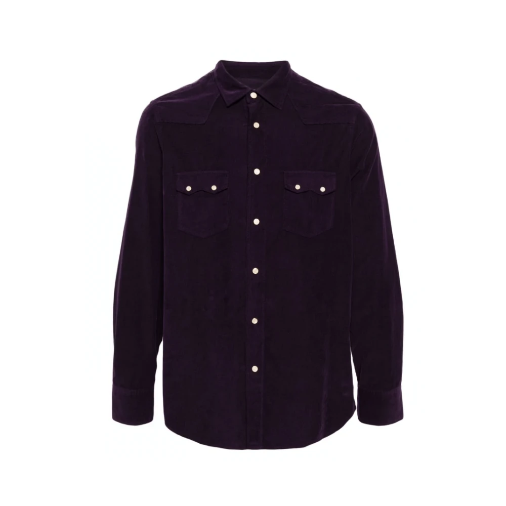 Lardini Paarse Katoenen Klassieke Kraag Shirt Purple Heren