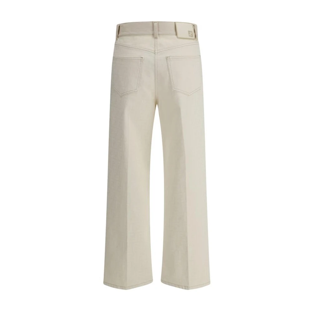 Fendi Iconische FF Patroon Straight Jeans White Dames