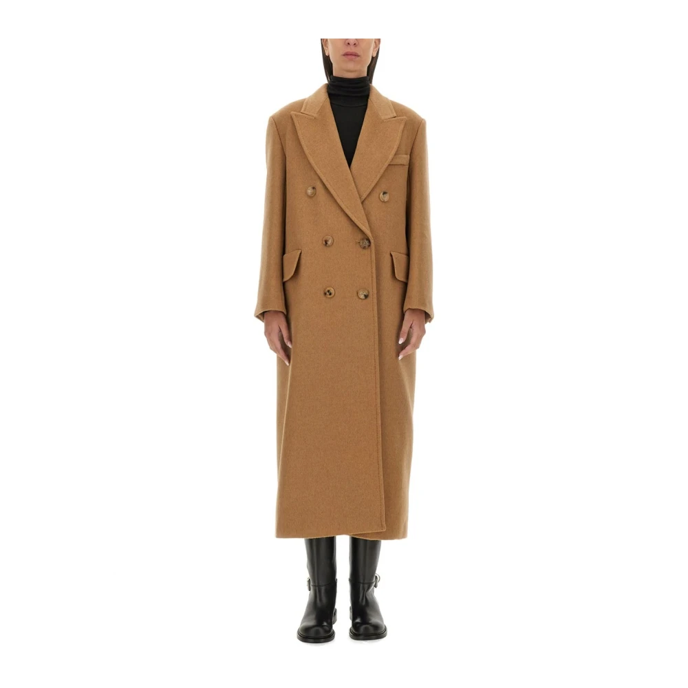 Max Mara Brown Double-Breasted Wool Coat - Female - Double-Breasted Coats - 2XS - Coats