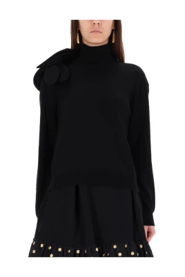 Turtleneck med blomapplikation