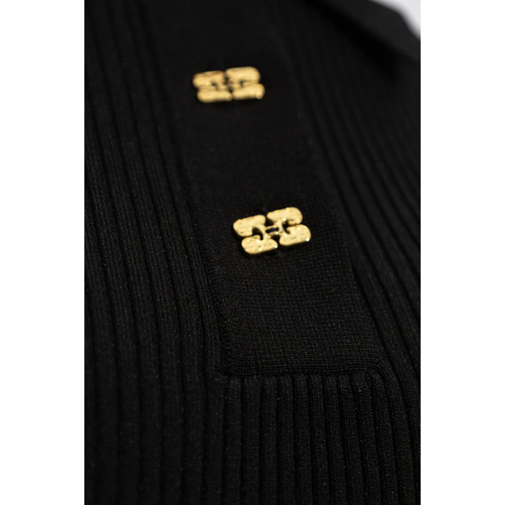 Ganni Gestreepte jurk Black Dames
