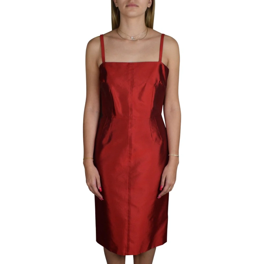 Dolce & Gabbana Rode Zijden Statement Jurk Red Dames