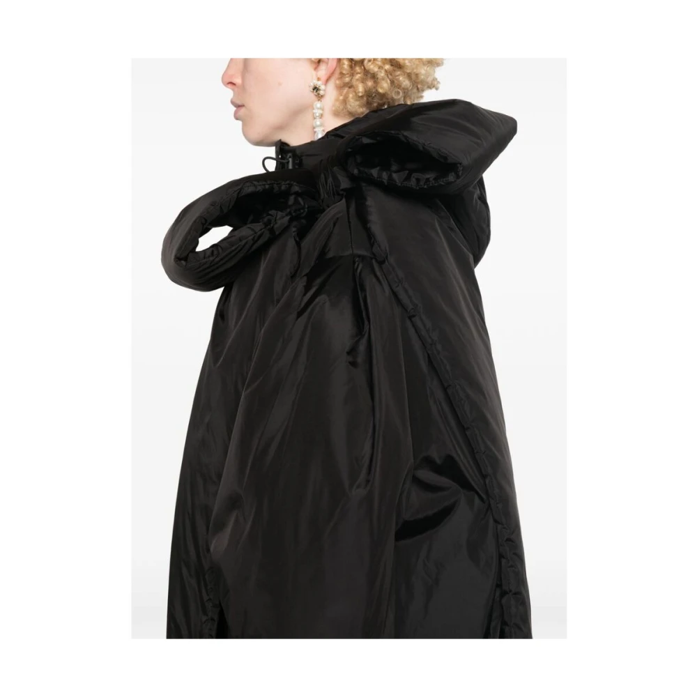 Simone Rocha Zwarte Gewatteerde Hoodie Strikdetail Black Dames