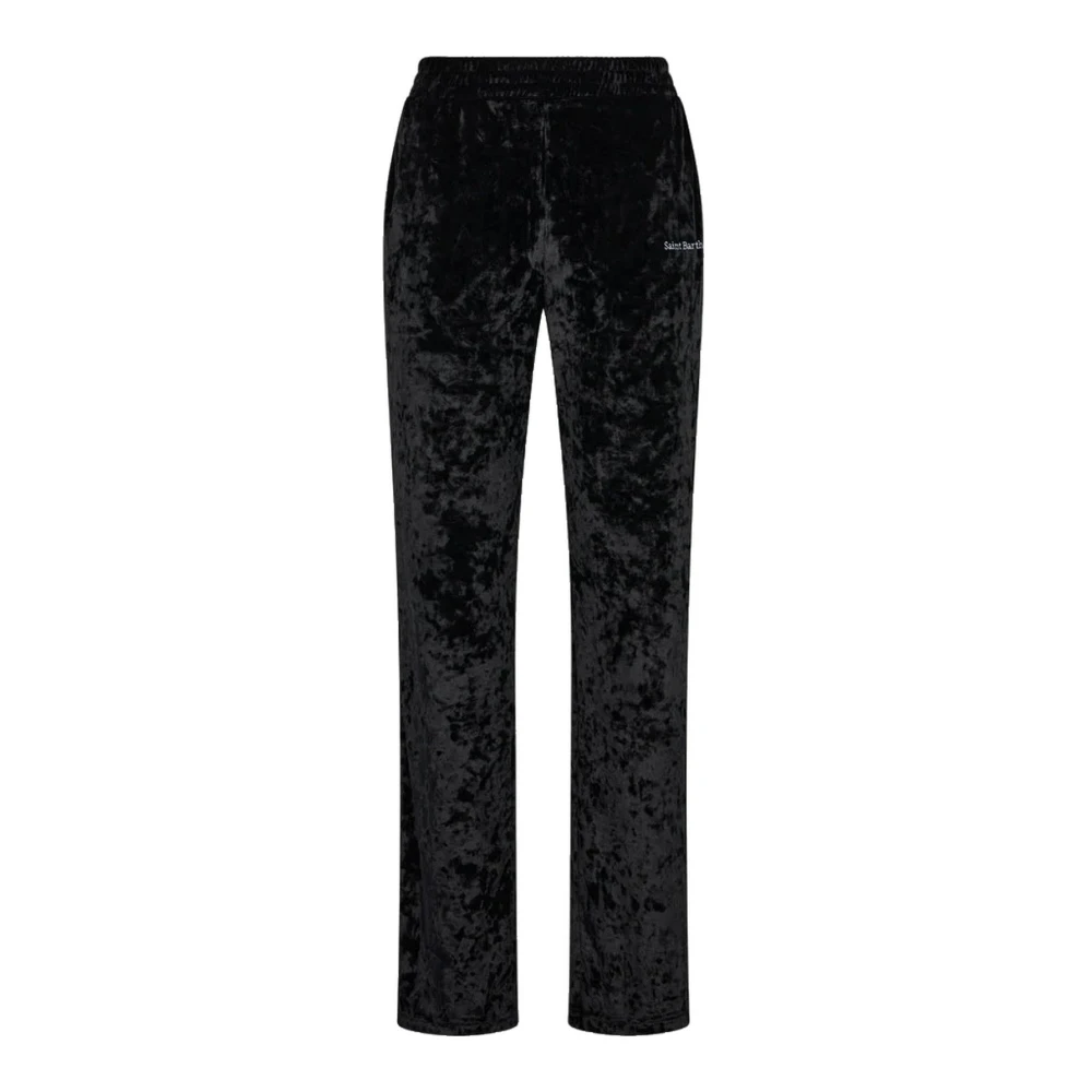 MC2 Saint Barth Mid Waist Plain Sweatpants met Elastische Taille Black Dames