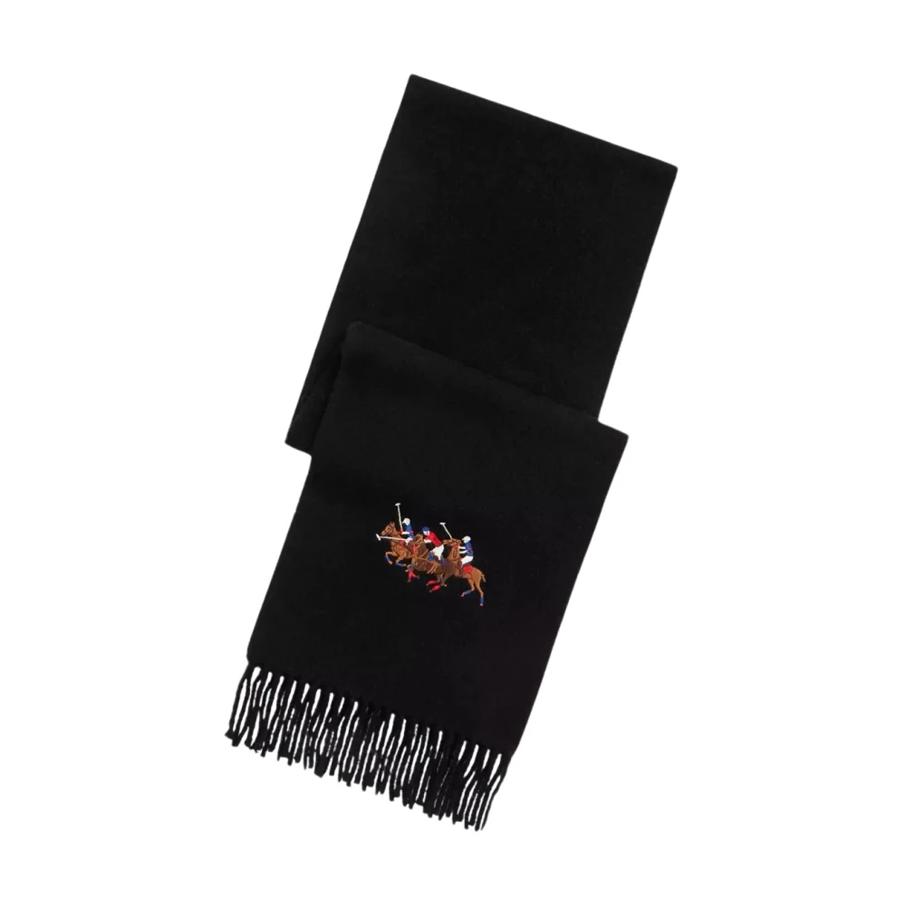 Ralph Lauren Zwarte sjaal met drievoudig logo Black Heren