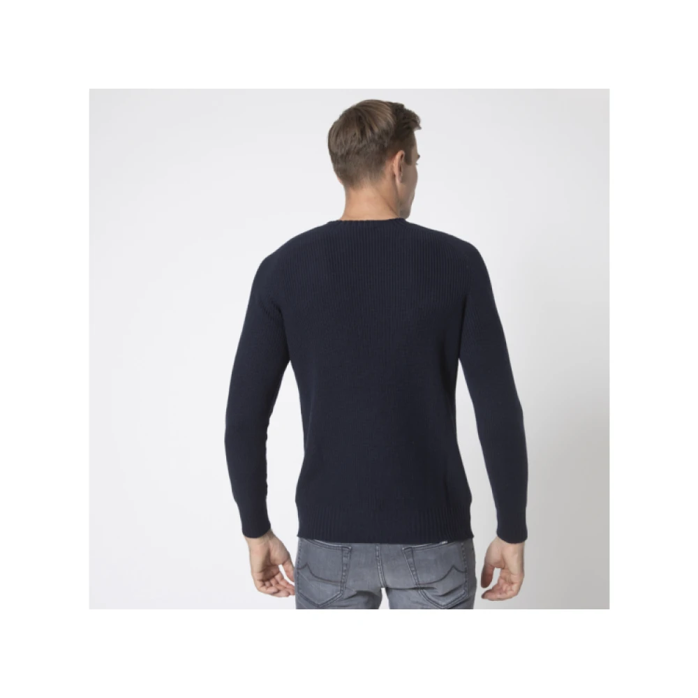 Gran Sasso Navy Blauwe Gebreide Trui Blue Heren