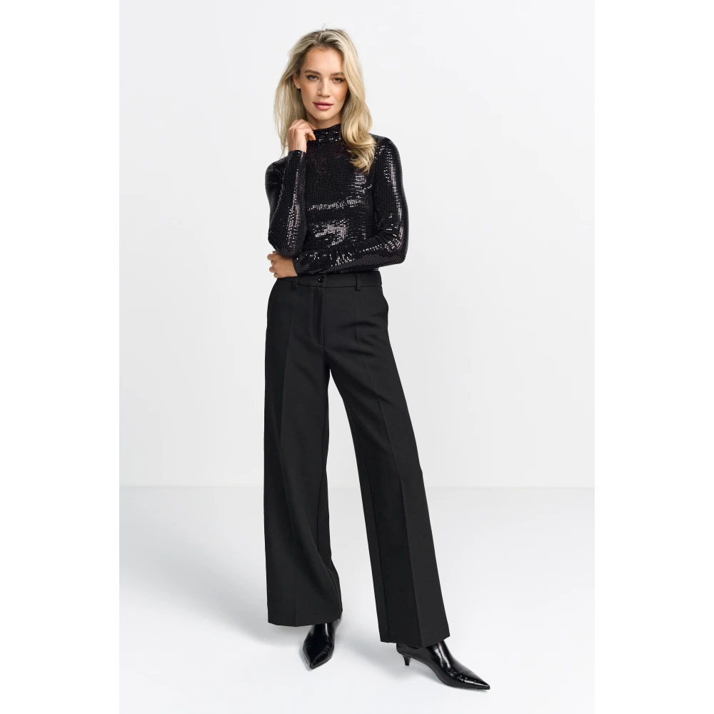 Rich & Royal Glanzende Roll Neck Sweater Black Dames