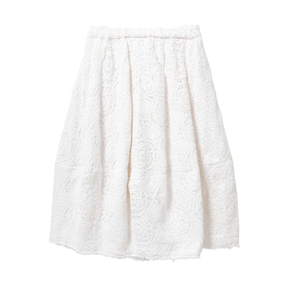 Comme Des Garçons Women's White Midi Skirts, Xs, Embroidered Midi Skirt