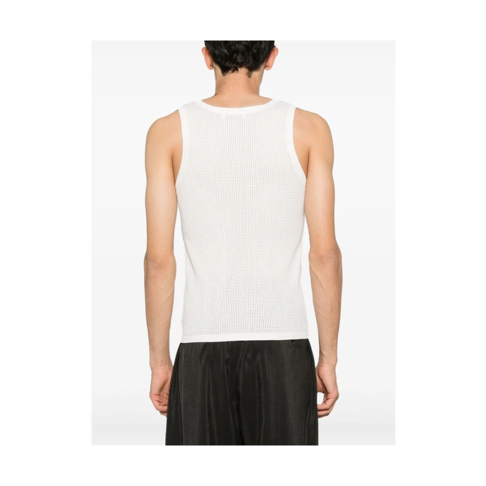 Dries Van Noten Witte Crew Neck Mouwloze T-shirt White Heren
