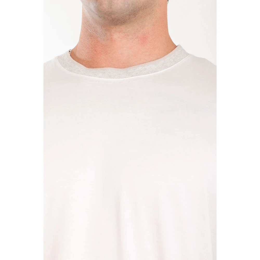 Eleventy Contrast Rib Tee in Giza Katoen Beige Heren