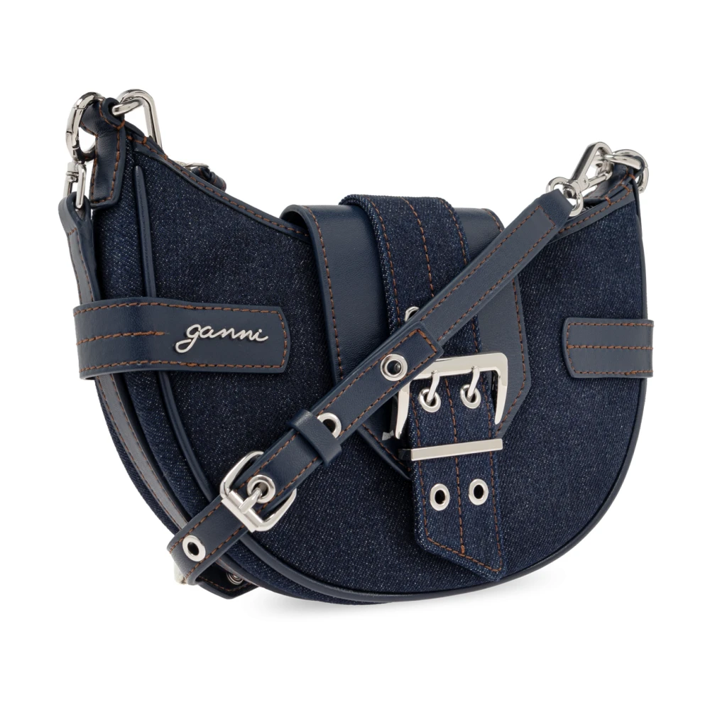 Ganni Denim schoudertas Blue Dames