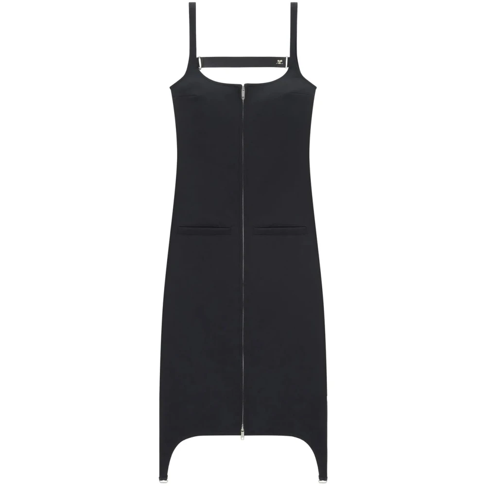 Courrèges Zwarte Maxi Jurk met Bandjes Black Dames