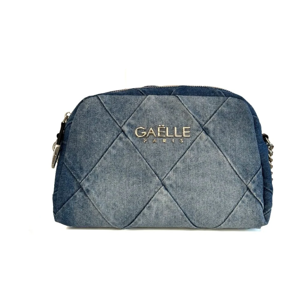 Gaëlle Paris Denim Gewatteerde Schoudertas met Kettingriem Blue Dames