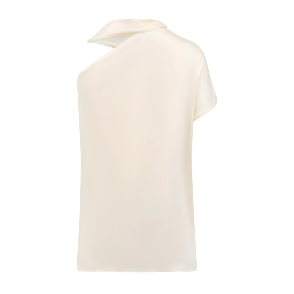 Semicouture Satin One-Shoulder Top White Dames