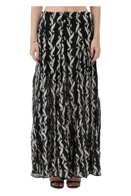 jupe-longue-gaufree-noir-blanc