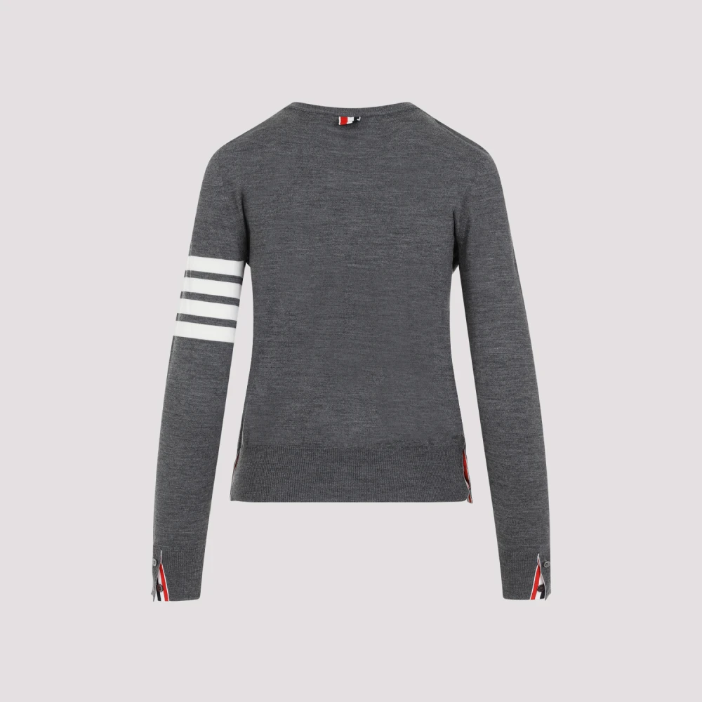 Thom Browne Grijze wollen trui met kenmerkende strepen Gray Dames