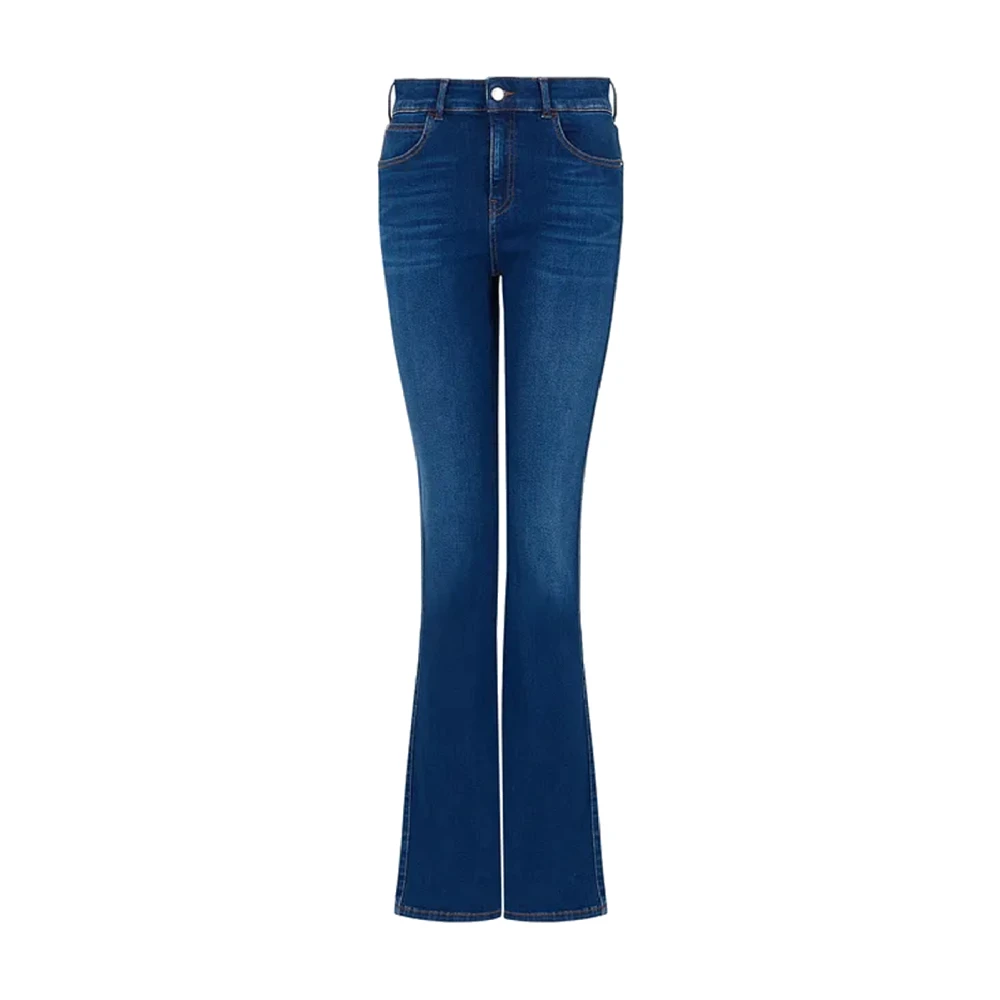 Emporio Armani Wijduitlopende Denim Jeans Blue Dames