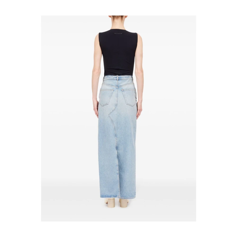 MM6 Maison Margiela Heldere Blauwe Denim Rok met Voorspleet Blue Dames