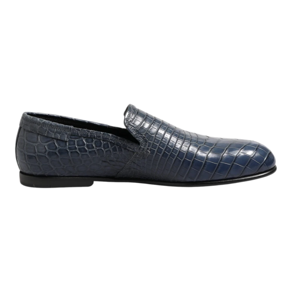 Dolce & Gabbana Men's Blue Exotic Leather Slip On Loafers
